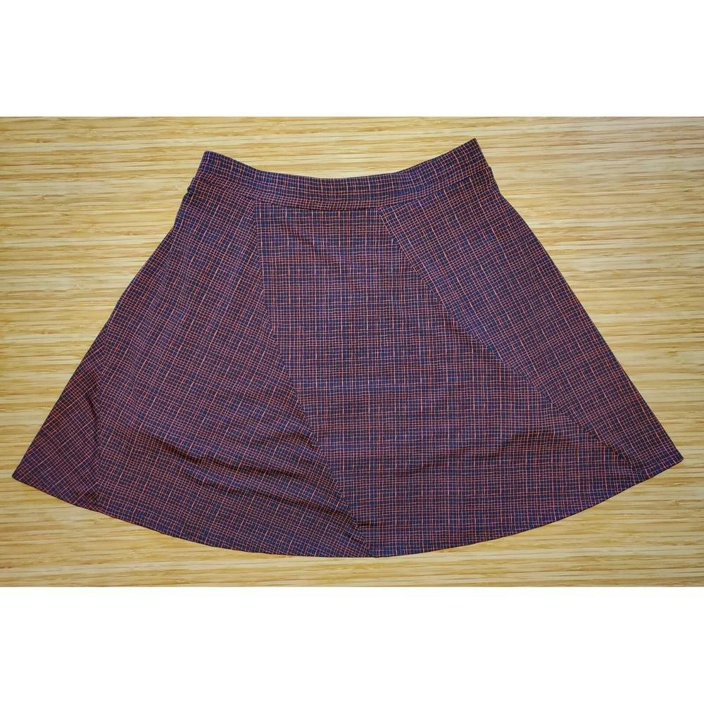 MARGARET M Junior's Lined Knit Blue/Red Plaid Skater Skirt Size Medium preowned